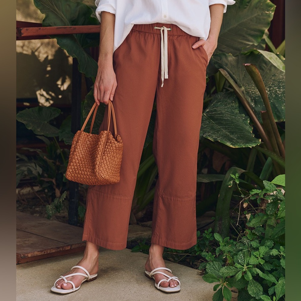 Pact Daily Twill Crop Pants Size XS Burnt Orange